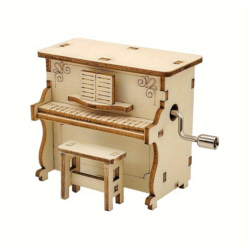 Handmade DIY small production wooden piano music combination