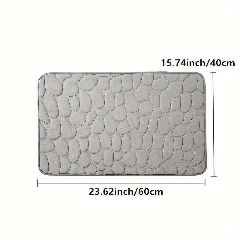 Memory Foam Bath Mat with Cobblestone Design - Soft and Absorbent, Fast Drying, Anti-Slip, Easy to Clean - Ideal for Bathroom, Kitchen, Laundry Room, and Bedroom