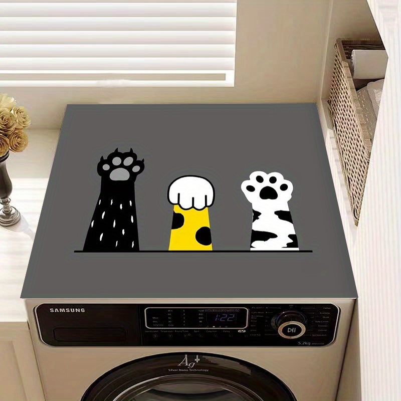 Protective dust cover for washing machine with modern print - Highly absorbent and quick-drying top pad keeps washer and dryer clean - Easy to clean, ideal for laundry room and kitchen decor.