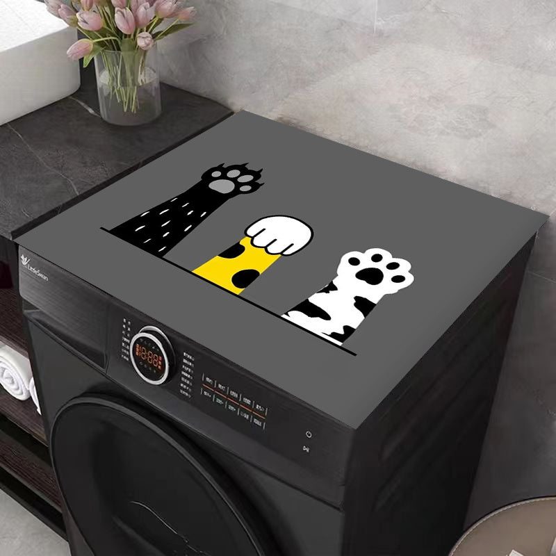 Protective dust cover for washing machine with modern print - Highly absorbent and quick-drying top pad keeps washer and dryer clean - Easy to clean, ideal for laundry room and kitchen decor.