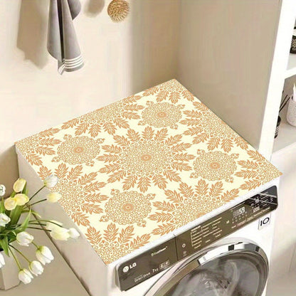 Stylish Floral Print Washer and Dryer Dust Cover - Fast-Drying, Absorbent Protection for Laundry Appliances - Sleek Design, Easy to Maintain, Perfect for Kitchen or Laundry Room Décor