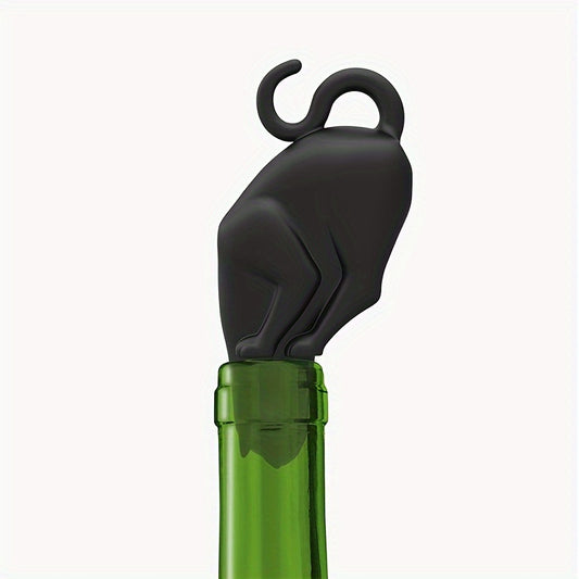 Kitten-shaped silicone wine bottle stopper for preserving freshness during Christmas and Halloween festivities.