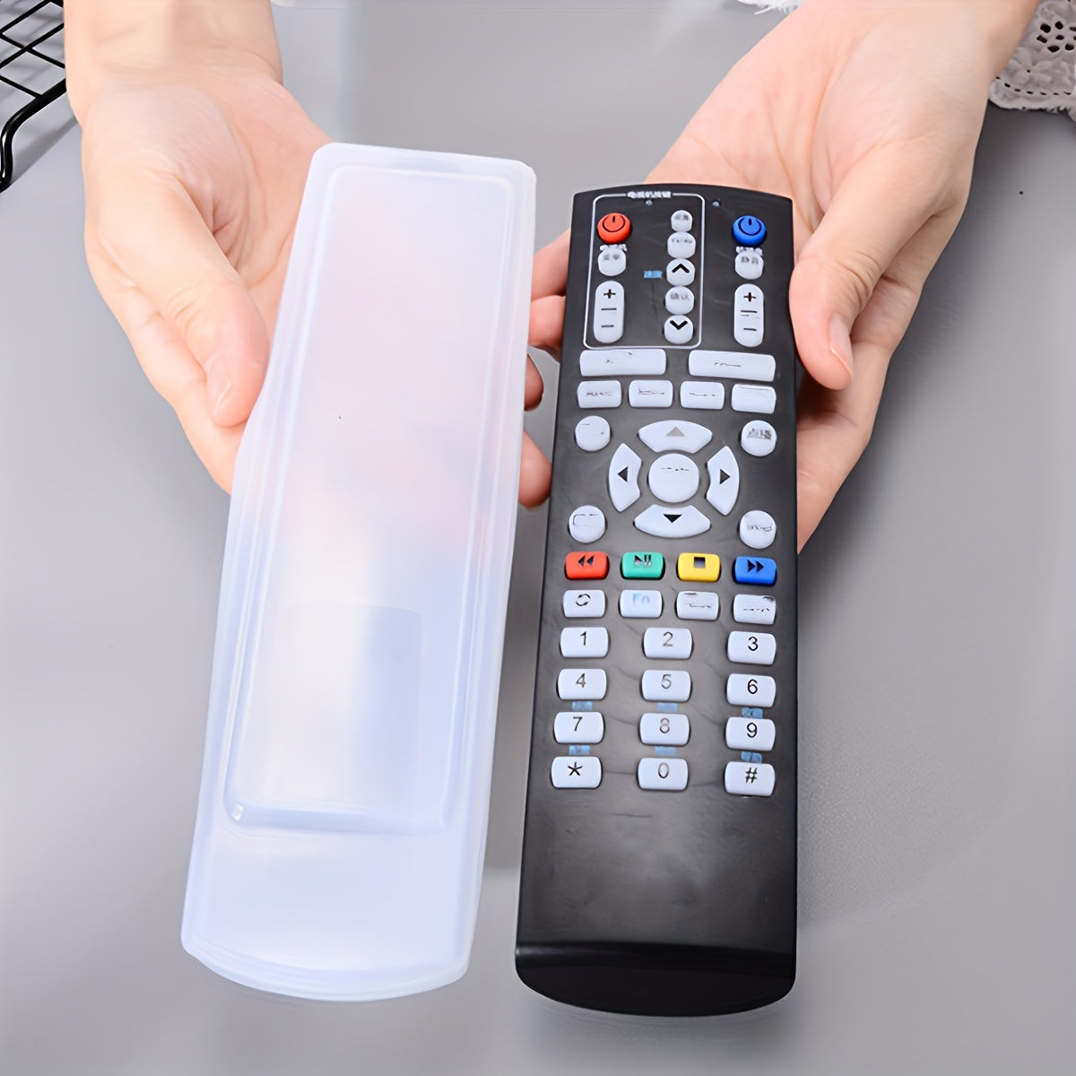 2023 Model silicone remote control case offers dustproof and waterproof protection, along with a stretchable transparent TV screen protector. This product is designed for use with home air