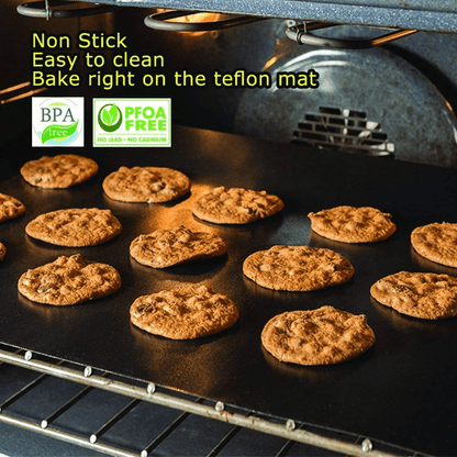 Set of 3 non-stick Teflon oven liners, perfect for electric and gas ovens. These heavy-duty, reusable mats are heat resistant up to 500°F, BPA and PFOA free. Ideal for use in the kitchen and BBQ.