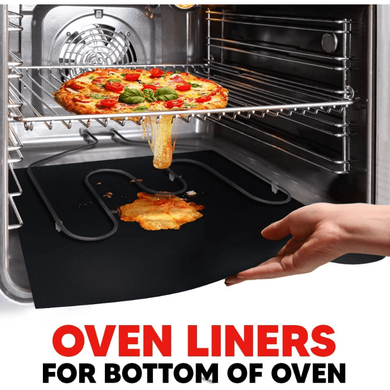 Set of 3 non-stick Teflon oven liners, perfect for electric and gas ovens. These heavy-duty, reusable mats are heat resistant up to 500°F, BPA and PFOA free. Ideal for use in the kitchen and BBQ.