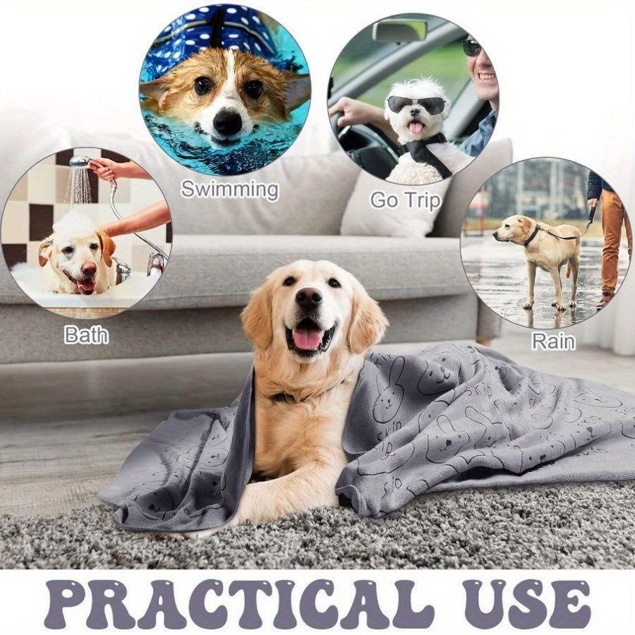 Two Quick-Dry Microfiber Dog Towels - Absorbent and Durable, Ideal for Small to Large Breeds