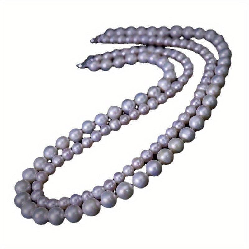 Women's Double Strand Layered Clavicle Chain Necklace with Natural Freshwater Pearls, Timeless and Elegant Fashion Piece for Daily or Special Events, Comes in a Gift Box with Minor Imperfections, Ideal for Valentine's Day Gift.