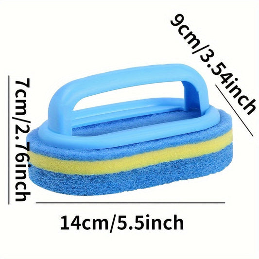 1pc Sturdy Sponge Cleaning Brush with Handle - Safe for Food Handling, Perfect for Bathroom, Kitchen, Tile Scrubbing, Dishwashing, Pot Cleaning, and Power Decontamination