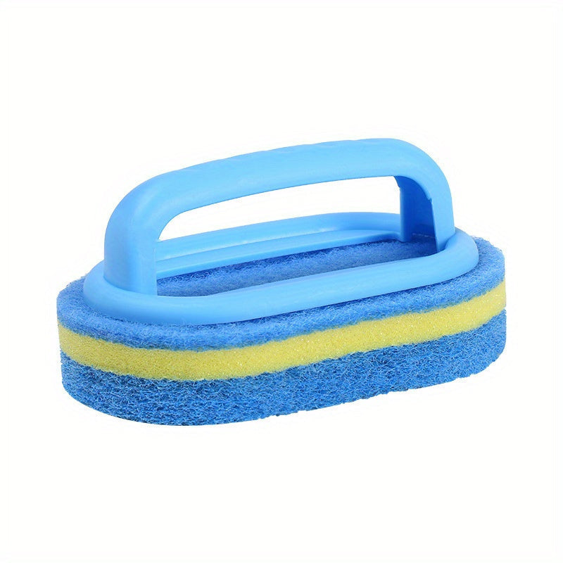 1pc Sturdy Sponge Cleaning Brush with Handle - Safe for Food Handling, Perfect for Bathroom, Kitchen, Tile Scrubbing, Dishwashing, Pot Cleaning, and Power Decontamination