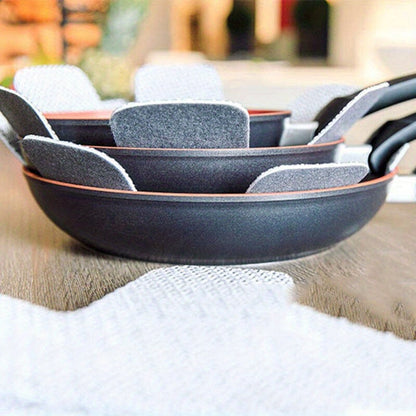 Set of 3 Gray Multi-Ply Felt Pot and Pan Protectors - Keep your cookware scratch-free and organized with these non-stick separators for efficient kitchen storage