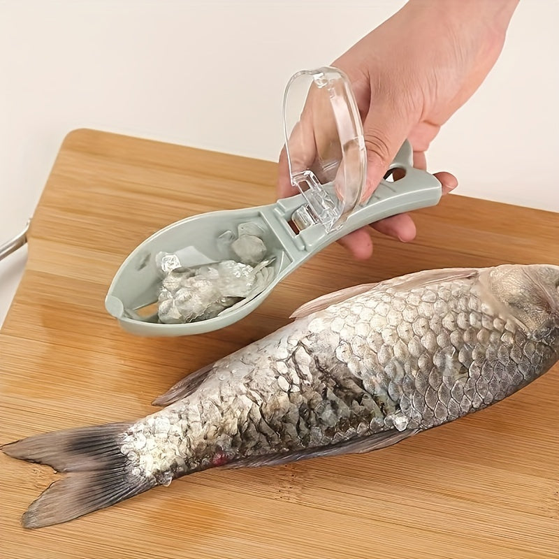 1 piece of Fish Scales Graters, Scraper, Fish Cleaning Tool, Scraping Scales Device With Cover, Essential for Home Kitchen Cooking Fish, Must-Have Kitchen Tools