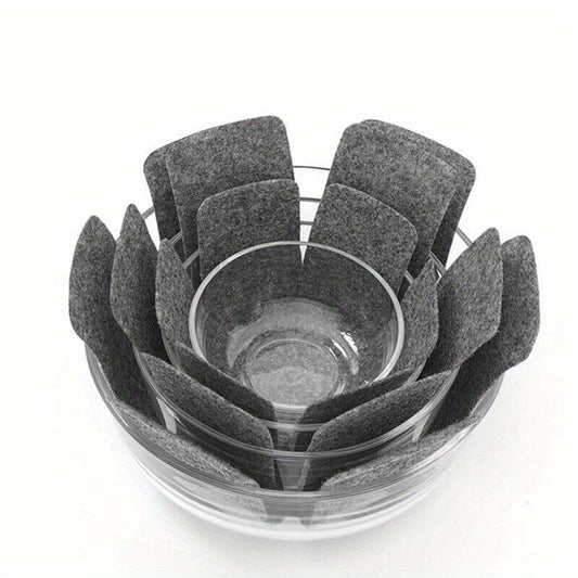 Set of 12 Grey Felt Protector Pads for Cookware - Kitchen Accessories for Pots & Pans, Utensils, Home - Anti-Scratch, Non-Stick