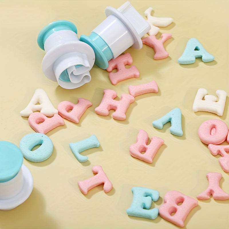 Set of 26 Alphabet and Numbers Cookie Fondant Cutters, Biscuit Molds, and Fondant Cake Plastic Molds