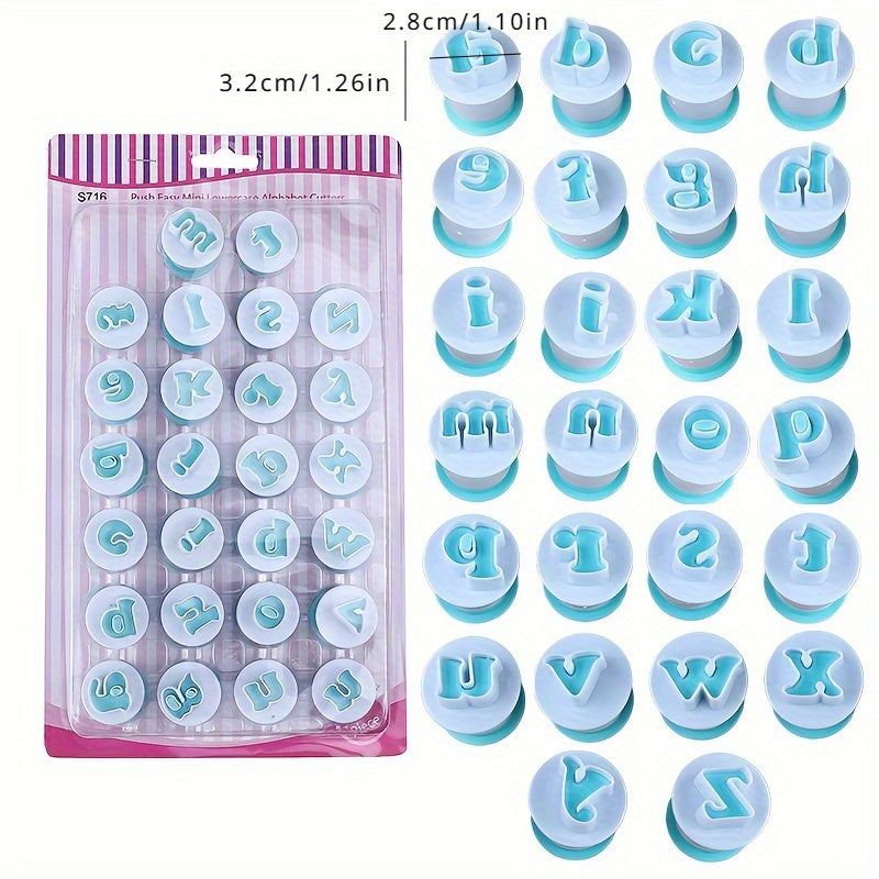 Set of 26 Alphabet and Numbers Cookie Fondant Cutters, Biscuit Molds, and Fondant Cake Plastic Molds