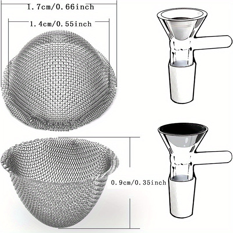 Set of 30 Stainless Steel Pipe Screens, Filters for Smoking Tubes with Conical Bowl Design, Easily Adjustable Mesh Strainers for Pipes and Bowls