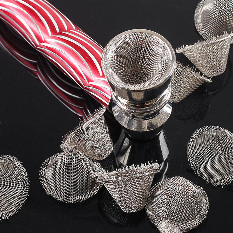 Set of 30 Stainless Steel Pipe Screens, Filters for Smoking Tubes with Conical Bowl Design, Easily Adjustable Mesh Strainers for Pipes and Bowls