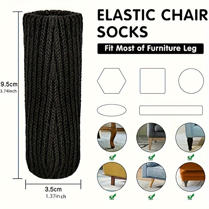 Set of 32 Knitted Chair Leg Socks, Durable and Quiet Chair Feet Covers, Anti-slip Table and Chair Feet Mats