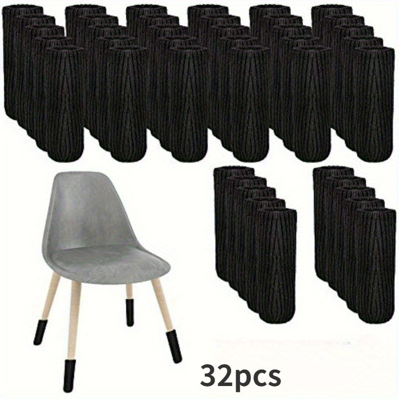 Set of 32 Knitted Chair Leg Socks, Durable and Quiet Chair Feet Covers, Anti-slip Table and Chair Feet Mats