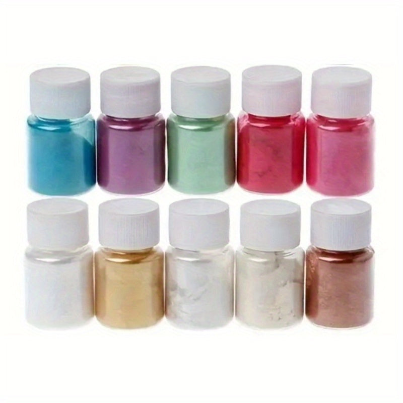 10 vibrant 20ml Mica powder colors for resin and candle making, non-toxic glitter pigment set