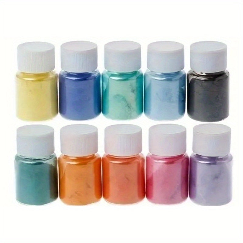 10 vibrant 20ml Mica powder colors for resin and candle making, non-toxic glitter pigment set