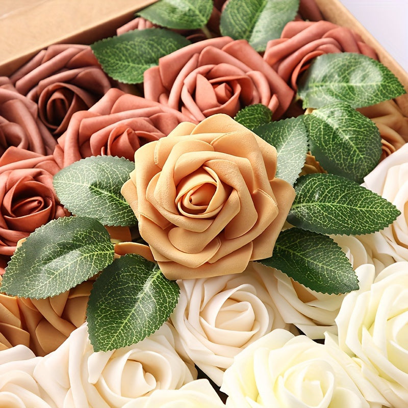 120 lifelike artificial rose leaves perfect for weddings, holidays, and floral arrangements with realistic petals and stems.