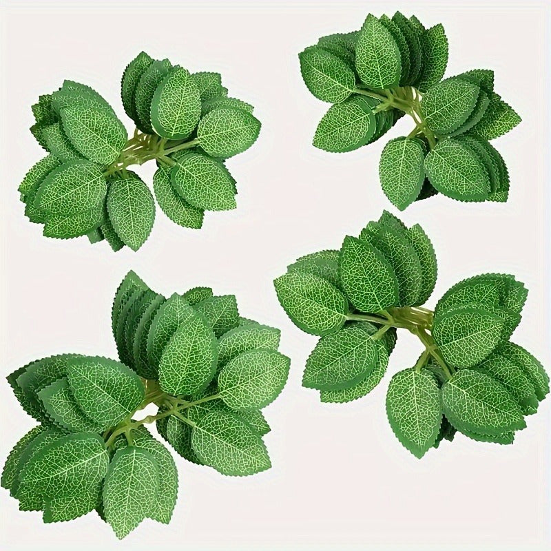 120 lifelike artificial rose leaves perfect for weddings, holidays, and floral arrangements with realistic petals and stems.