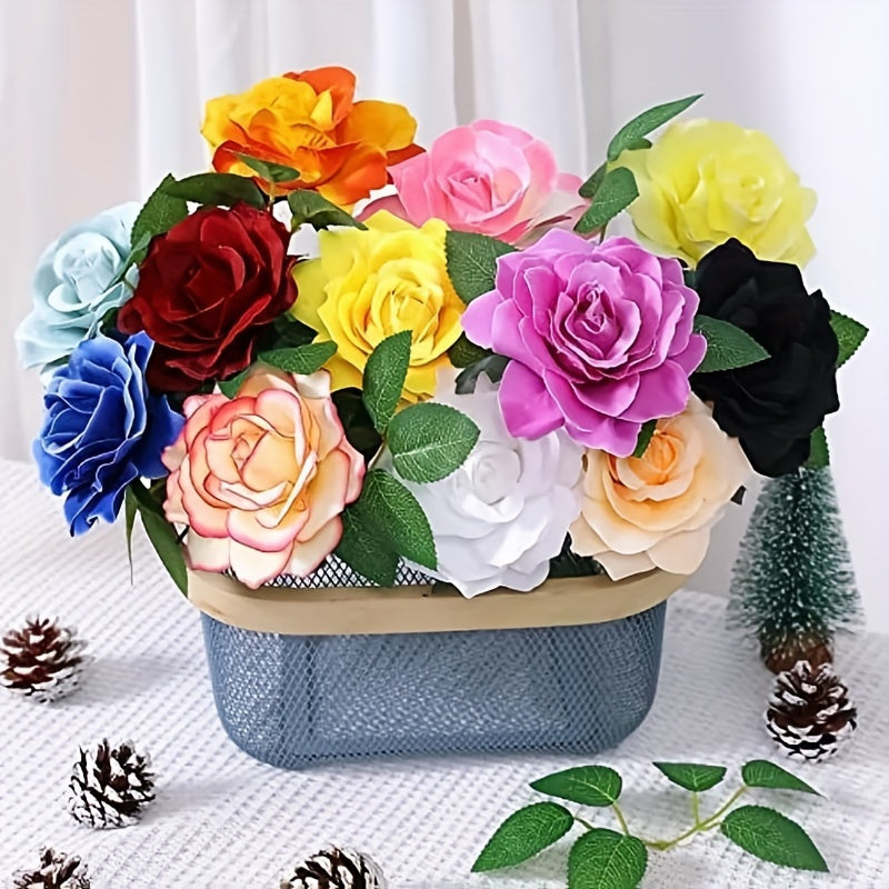 120 lifelike artificial rose leaves perfect for weddings, holidays, and floral arrangements with realistic petals and stems.