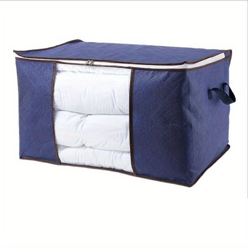 Storage bags made of foldable non-woven material - ideal for storing quilts and preventing moisture in closets. Organize blankets, bedding, and clothing with this moisture-proof closet organizer. A special feature allows for easy storage of comforters.