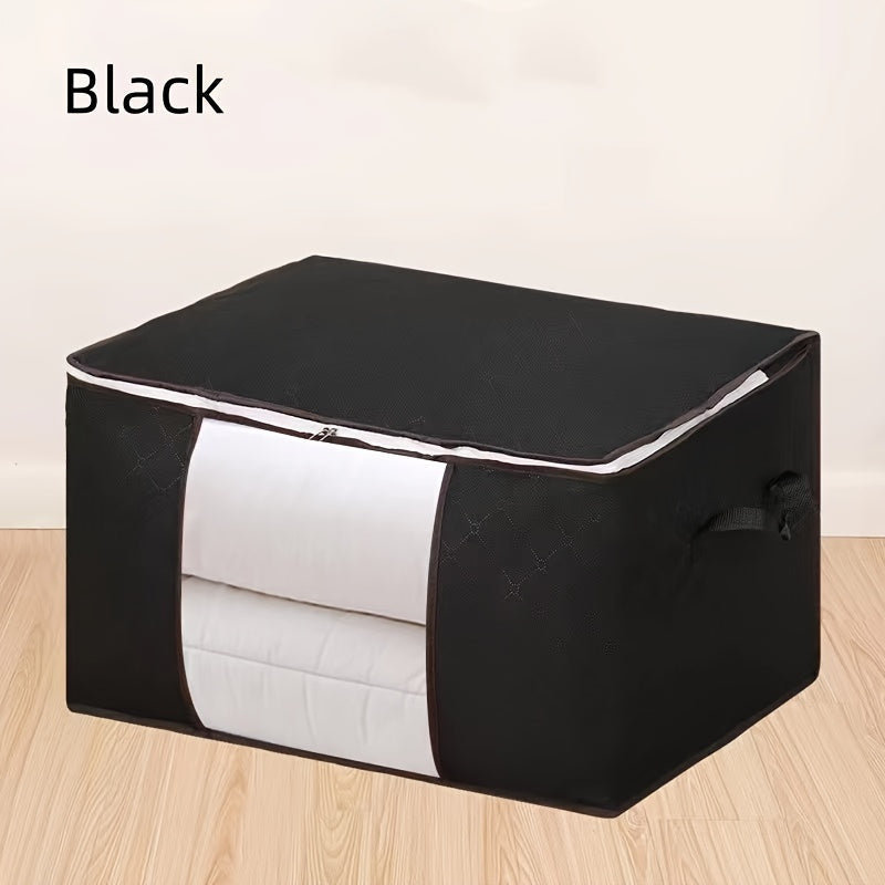 Storage bags made of foldable non-woven material - ideal for storing quilts and preventing moisture in closets. Organize blankets, bedding, and clothing with this moisture-proof closet organizer. A special feature allows for easy storage of comforters.