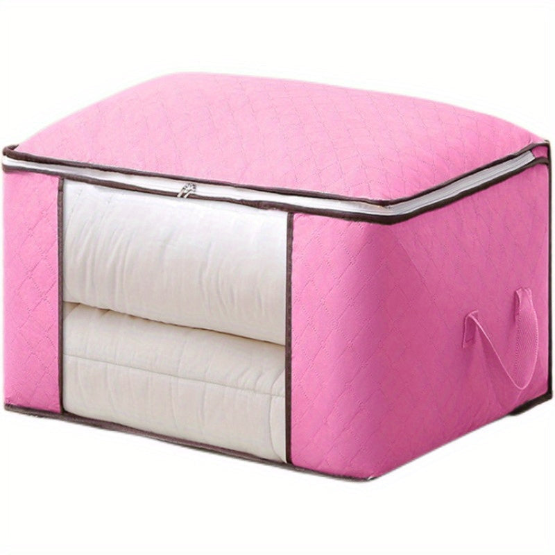 Storage bags made of foldable non-woven material - ideal for storing quilts and preventing moisture in closets. Organize blankets, bedding, and clothing with this moisture-proof closet organizer. A special feature allows for easy storage of comforters.