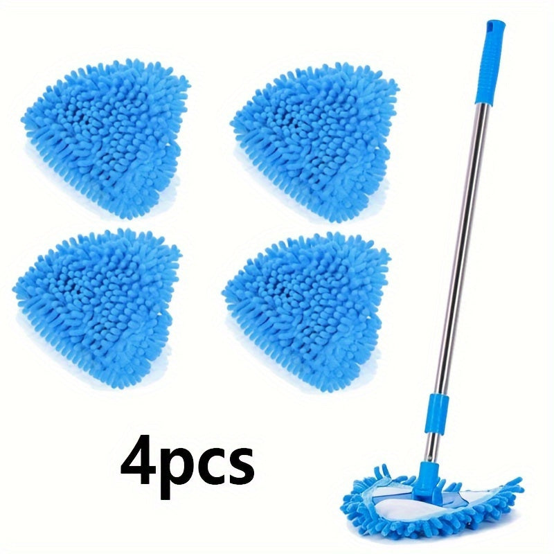 Set of 4 Triangle Mop Replacement Pads - Reusable and Long-lasting, Superior Absorbency for Both Wet and Dry Cleaning, Effortless to Wash