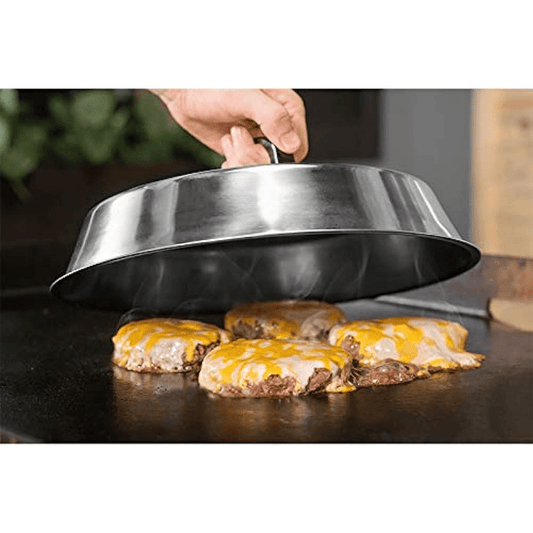 Round 30.48 cm Stainless Steel Basting Cover for Grilling on Flat Top - Suitable for Indoor and Outdoor Cooking