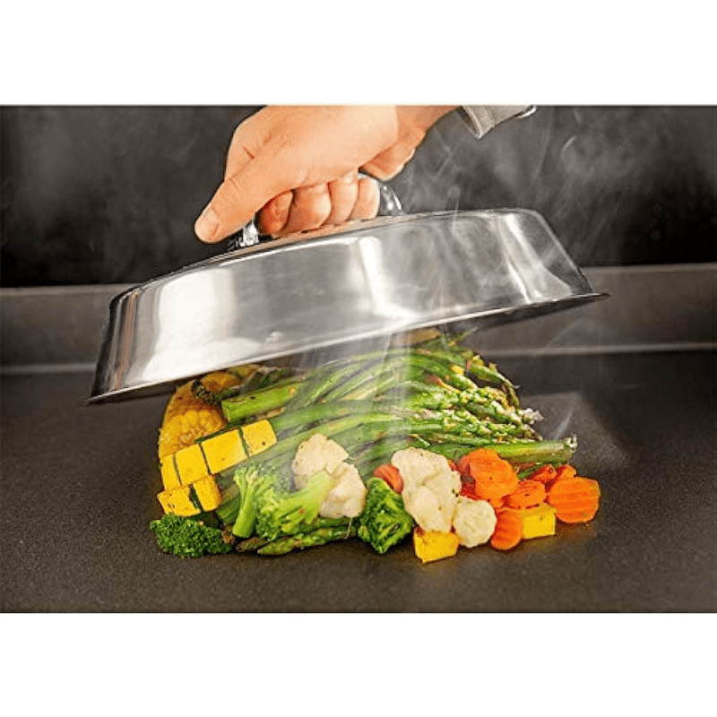 Round 30.48 cm Stainless Steel Basting Cover for Grilling on Flat Top - Suitable for Indoor and Outdoor Cooking