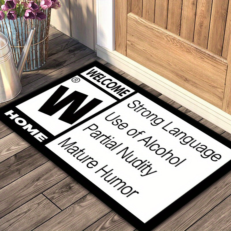 Flannel Door Mat with Cozy Letter Print - Non-Slip, Easy to Clean Entryway Rug for Home Decoration