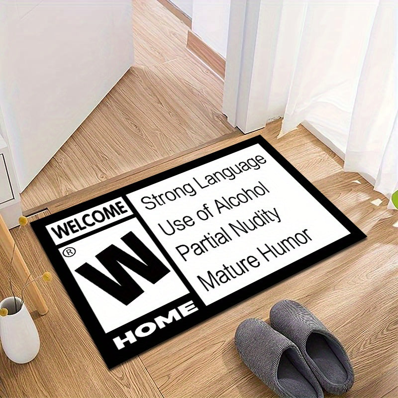 Flannel Door Mat with Cozy Letter Print - Non-Slip, Easy to Clean Entryway Rug for Home Decoration