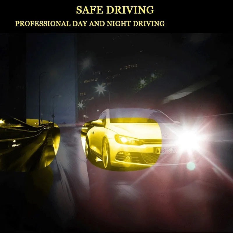 Fashionable yellow-tinted glasses for day and night driving, suitable for both men and women, featuring a square frame and adjustable nose pad and temples. Perfect for driving.