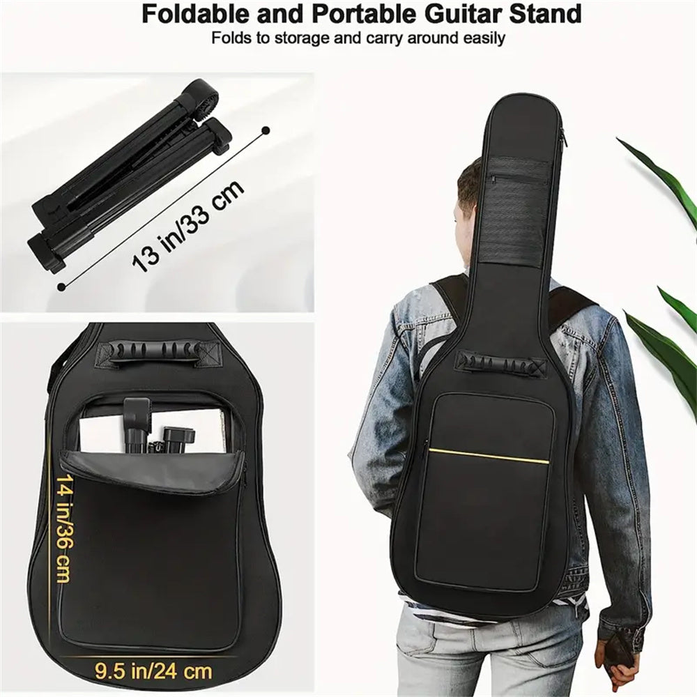 Durable ABS Foldable Stand supports a variety of instruments with adjustable features and easy installation. Ideal for acoustic, electric, bass guitars, mandolins, banjos, ukuleles, and