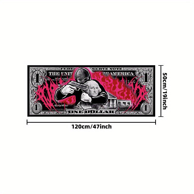 Polyester Area Rug with Gangster Dollar Design - Non-Slip, Thick Crystal Velvet Runner for Living Room, Bedroom, and Indoor Spaces - Trendy Long Floor Mat Hand Washable with Anti-Skid Backing