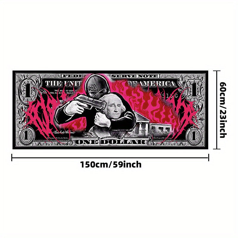 Polyester Area Rug with Gangster Dollar Design - Non-Slip, Thick Crystal Velvet Runner for Living Room, Bedroom, and Indoor Spaces - Trendy Long Floor Mat Hand Washable with Anti-Skid Backing