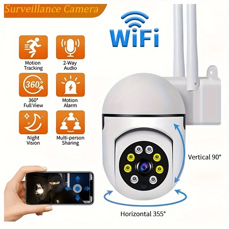 Enhance security and surveillance with the Teruhal 1080P HD Indoor Security Camera. This camera features 2-way audio, WiFi connectivity, Pan/Tilt/Zoom functionality, and motion tracking. Enjoy color night vision for monitoring youngsters and pets for