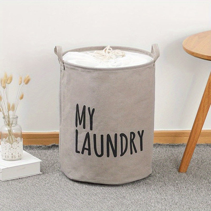 Foldable Drawstring Laundry Basket with Large Capacity, Waterproof Clothes Storage Basket for Home, Bathroom, and Children's Toy Organization.