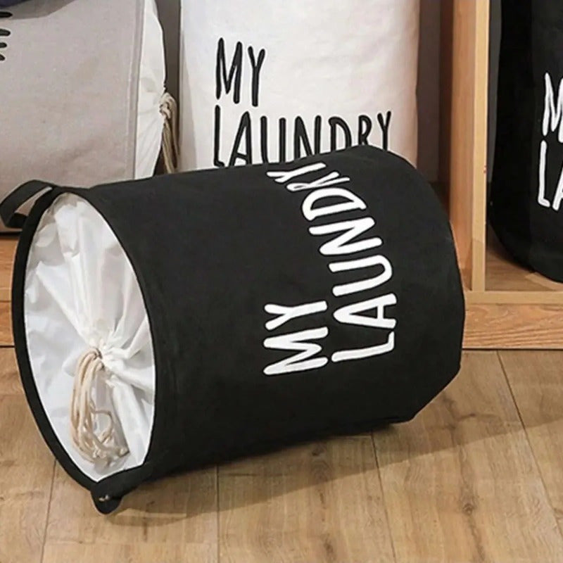 Foldable Drawstring Laundry Basket with Large Capacity, Waterproof Clothes Storage Basket for Home, Bathroom, and Children's Toy Organization.