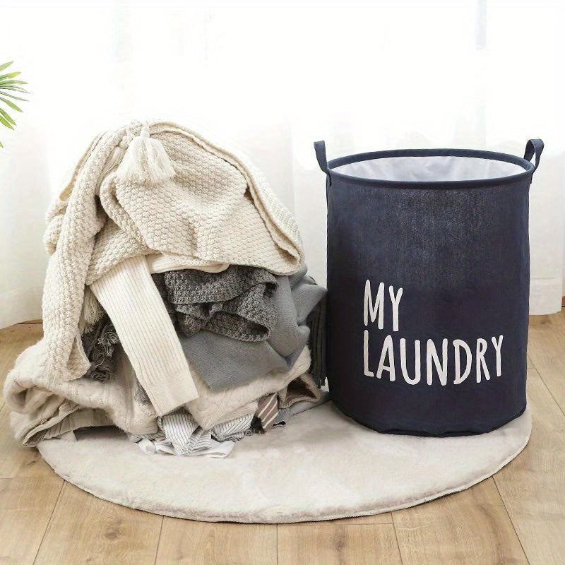 Foldable Drawstring Laundry Basket with Large Capacity, Waterproof Clothes Storage Basket for Home, Bathroom, and Children's Toy Organization.