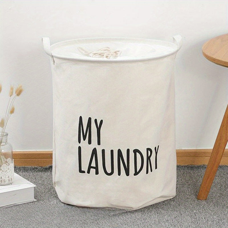 Foldable Drawstring Laundry Basket with Large Capacity, Waterproof Clothes Storage Basket for Home, Bathroom, and Children's Toy Organization.