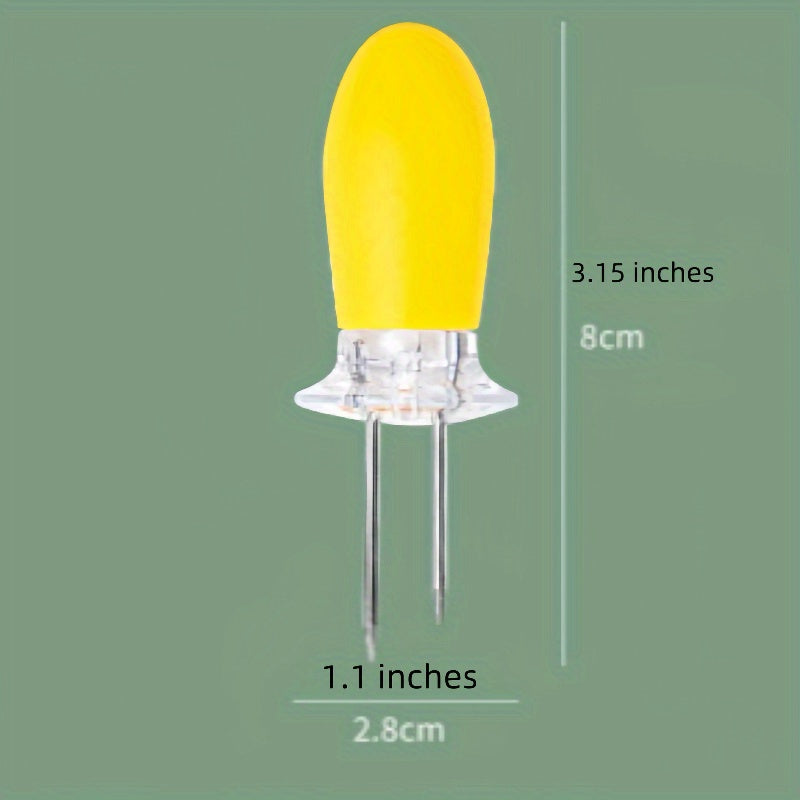 High-quality Stainless Steel Corn Cob Fork Set with Timeless European Design, Versatile Fruit Fork, BBQ Stick, and Comfortable Non-Slip Handle for Mess-Free Eating. Ideal for Family Events, BBQs, Picnics, and Weddings - Top-of-the-Line Kitchen Utensil.