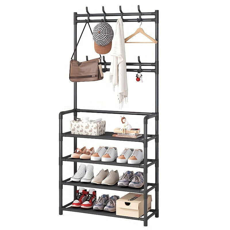 The perfect storage solution for your entrance: Chic coat rack and shoe bench with hooks - Versatile hall tree for shoes, clothes, hats, bags, and umbrellas - Space-saving and stylish home accessory