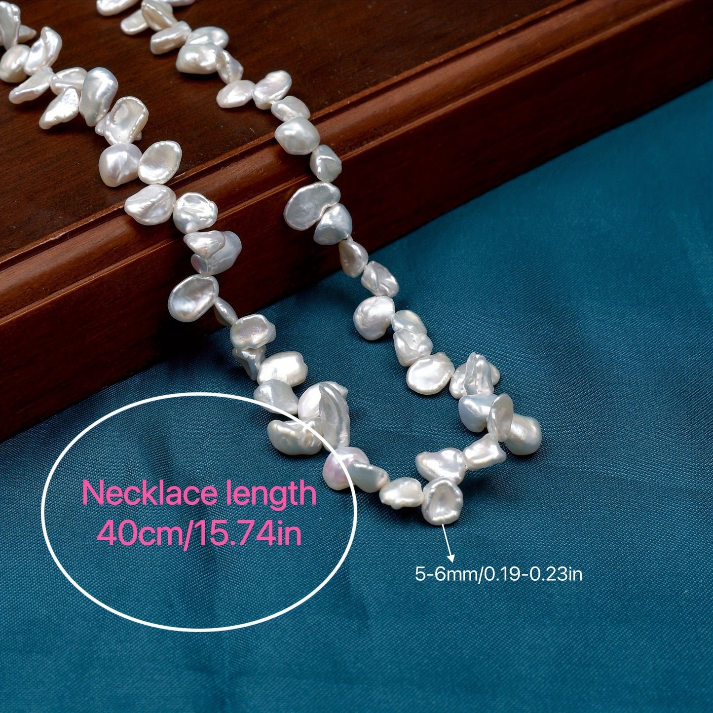 Charming Freshwater Pearl Necklace with Unique Petal Design for Women - Stylish lariat chain, perfect for everyday wear and special events. Great gift for friends, lovers, and mothers. Each pearl may have minor flaws. Random gift box included.