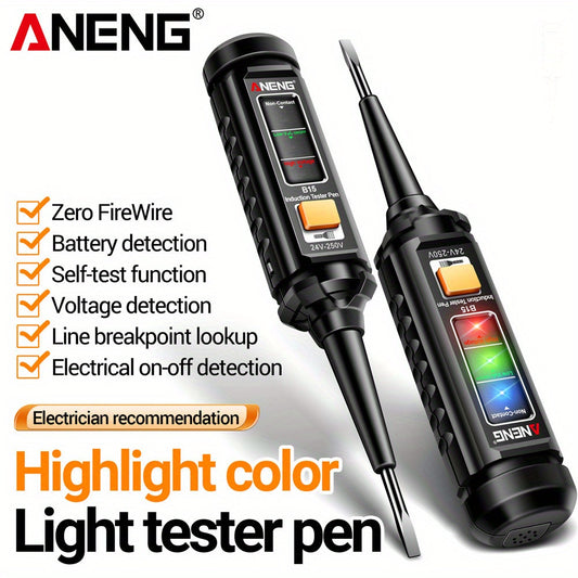 ANENG B15 Electrician's Voltage Tester Pen with LCD Display, Insulated Screwdriver for DC Detection, Self-Testing Function, Line Breakpoint Lookup, Sound and Light Alert, Battery-Powered