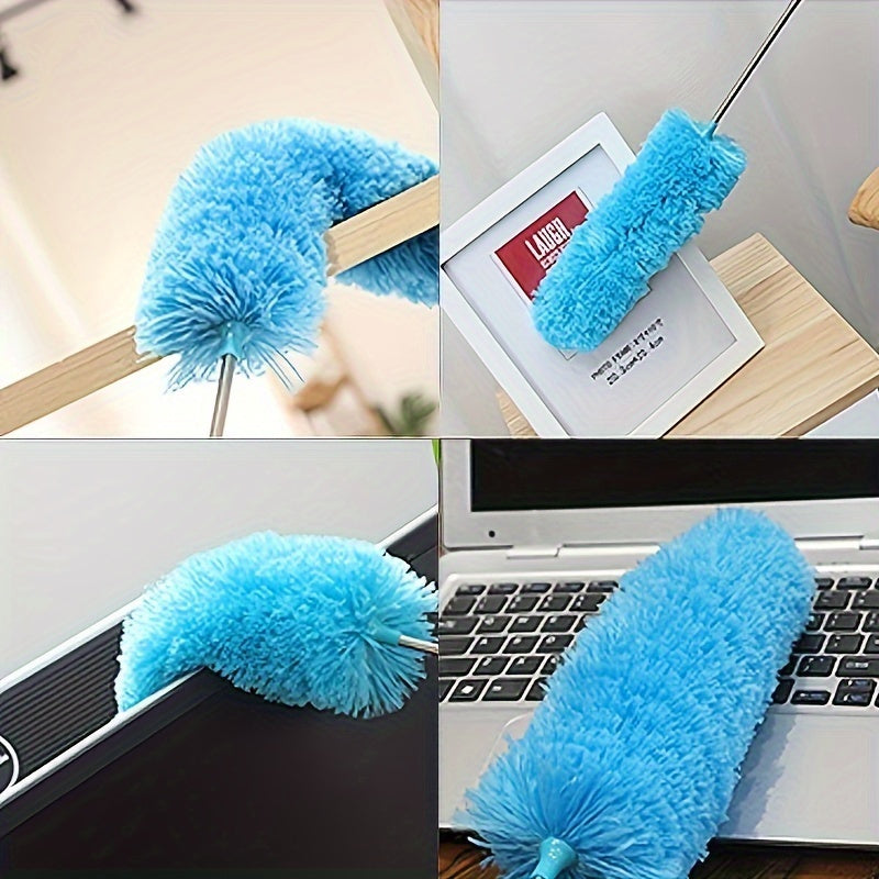 Microfiber Duster with Telescopic Handle - Flexible and Extendable Cleaning Tool for Ceiling, Fans, and Home - Stainless Steel, Washable and Environmentally Friendly - No Electricity Required.