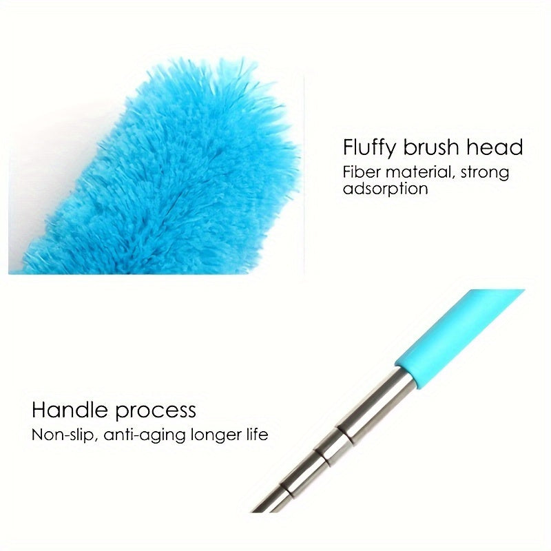 Microfiber Duster with Telescopic Handle - Flexible and Extendable Cleaning Tool for Ceiling, Fans, and Home - Stainless Steel, Washable and Environmentally Friendly - No Electricity Required.